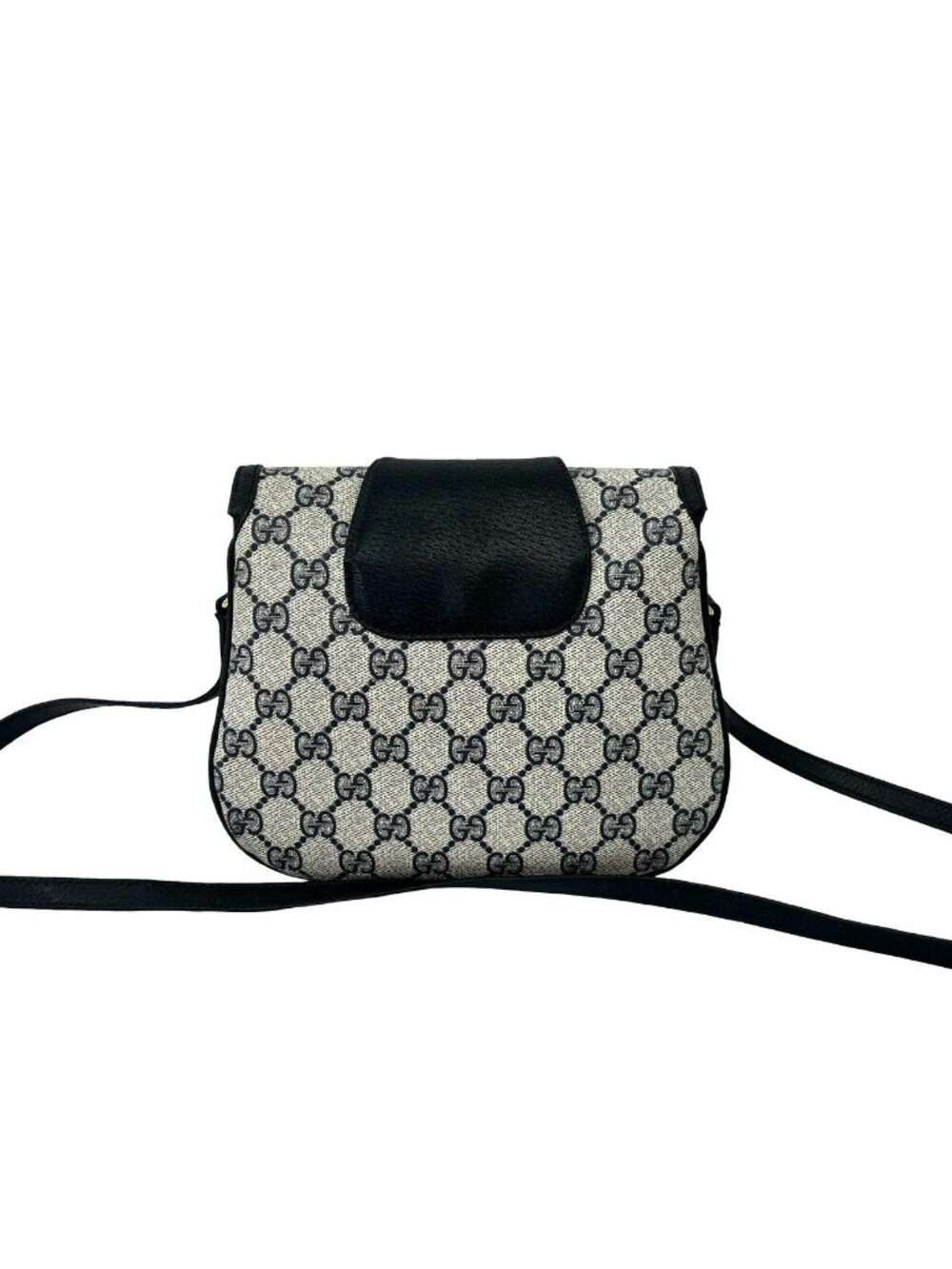 Gucci Vintage GG Logo Pattern Leather Mini Shoulder Bag Crossbody Pochette Navy - Picture 3 of 10